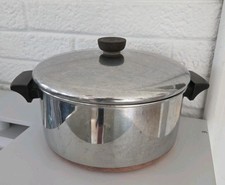 Vintage Revere Ware 1801 fondo rame 4 1/2 qt quarto stock pot con coperchio Roma, NY