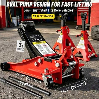 2.5 Ton/3 Ton Lightweight Aluminum Floor Jack Dual Pump Quick Lift Anti Rust