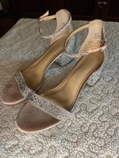 Betsey Johnson Mari Rhinestone Block Heel Sandals Blush Pink Size 10M