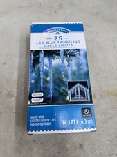 HOLIDAY TIME LED BLUE TWINKLING ICICLE LIGHTS NEW IN BOX