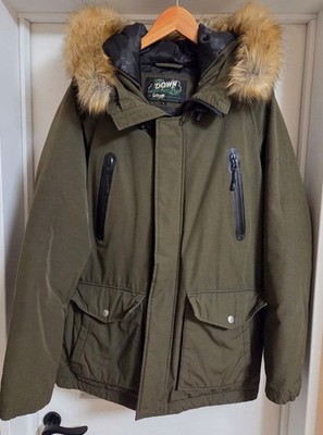 Schott N-3B Down Fur Hoodie Jacket Blouson Men Size L Olive Green Genuine