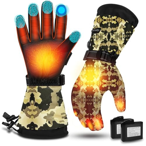 Heated Gloves for Men Women, 2024 Heated Ski Gloves 7.4V 22.2WH Rechargeable ...