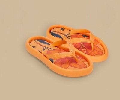 Farm Rio Orange California Canoe Flip Flop EU 41 US 10/11 NWT