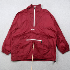 Vintage Nike Jacket Mens Large L Burgundy Half Zip Windbreaker Swoosh 90s