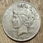 1934-S Peace Silver Dollar, San Fran Mint, Low Mintage-Key Date Coin, VF