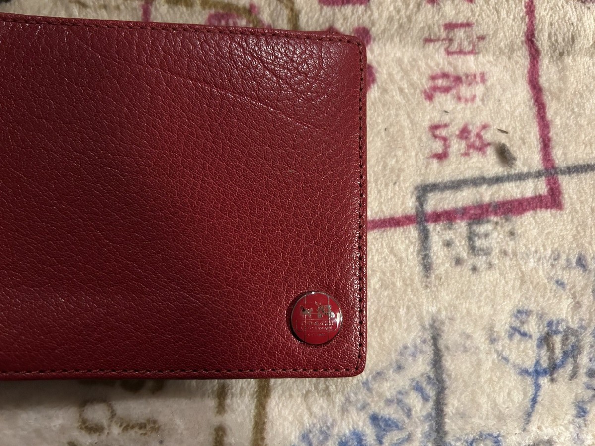 希少✨OLD COACH Leather Bifold wallet DBR NEW COACH VINTAGE MEN'S RED SMOOTH LEATHER BIFOLD WALLET | eBay