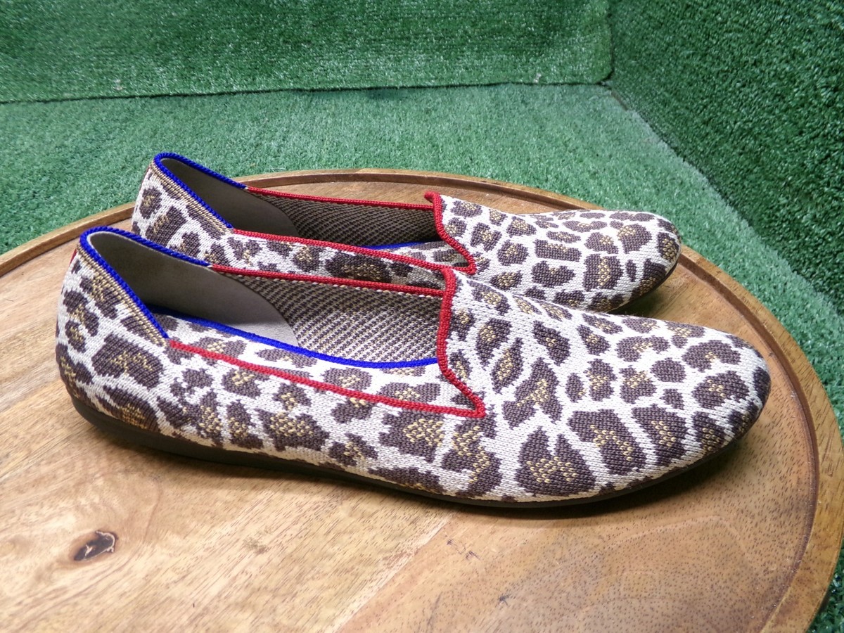 Rothy’s Loafer Flats Mocha Spot Big Cat Animal Leopard Print Comfort Shoe  Size