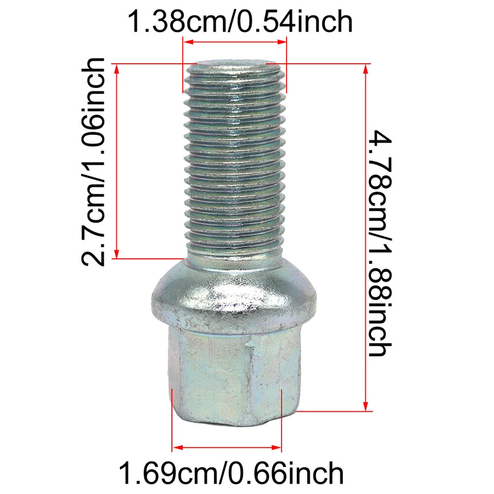 4X 8D0601139D Metal Wheel Bolts for VW Golf Jetta Passat Beetle Audi A4 A6 - Imagem 2 de 4