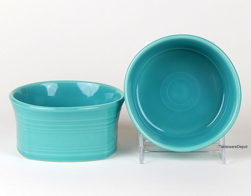 Homer Laughlin FIESTA TURQUOISE: Set di 2 ciotole quadrate, condizioni SUPERBE! - Foto 1 di 3