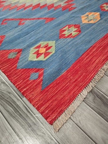 Modern Handmade Afghan/Turkish Kilim Rug, Aztec Wool Area Rug, Size 210x149 CM - Picture 3 of 6