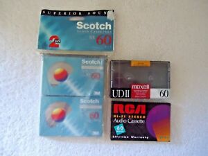 Mixed-Lot-of-4-034-NIP-034-NOS-034-Audio-Cassettes-2-Pack-Of-Scotch-1-Maxell-UD11-1-RC