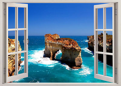Beauty Nature Mountains Beach 3D Scene Window Sticker Wall Poster Vinyl 361