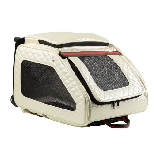 Petote Rio Bag On Wheels Ivory Quilted with Stripe 3 in 1 Carrier Made in USA - Image 3 of 4