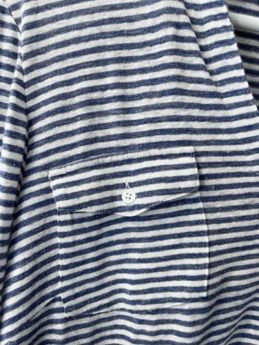 J. McLaughlin Linen Blue White Striped 3/4 Sleeve Top Women Size M - Picture 5 of 8
