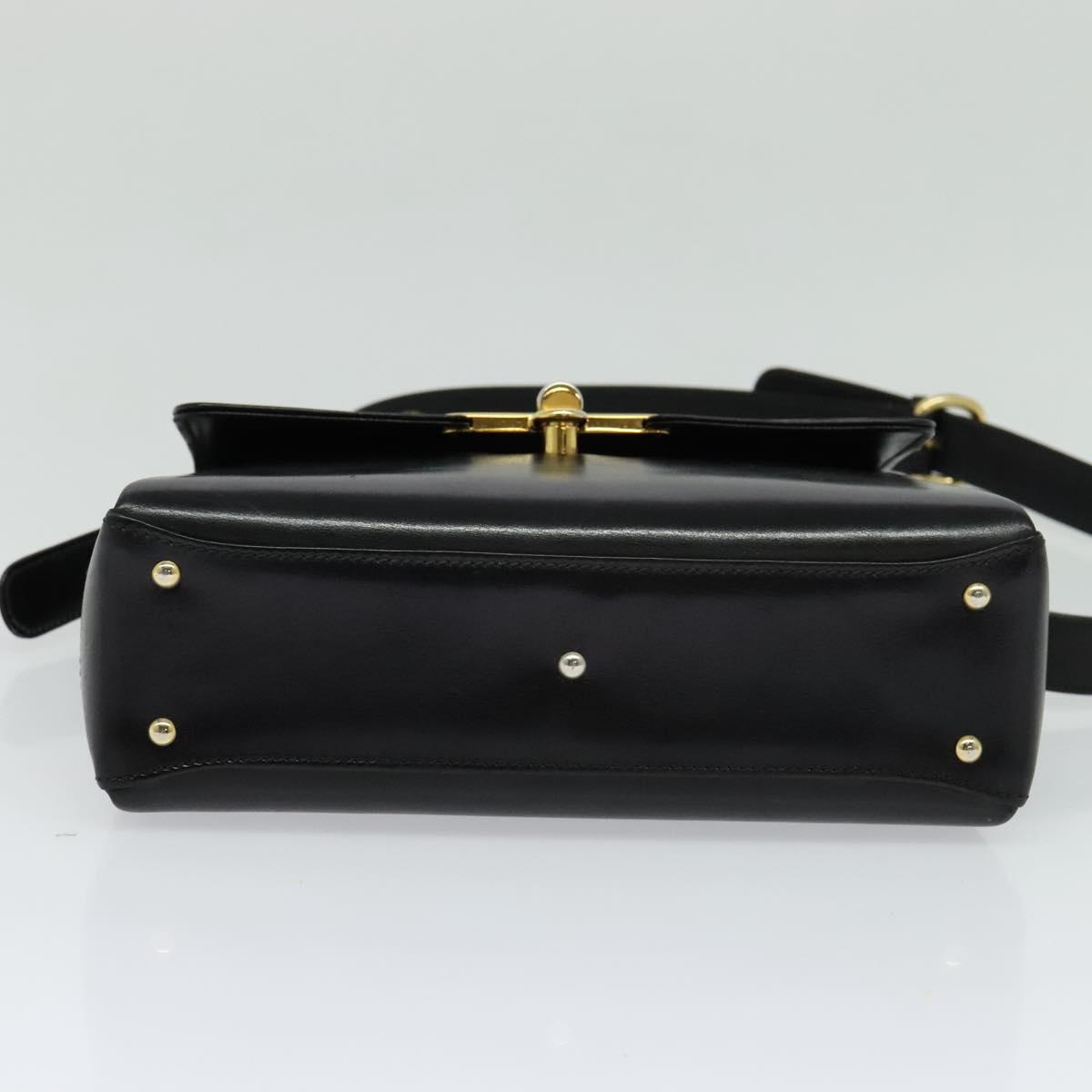 GUCCI Shoulder Bag Leather 2way Black Gold Auth 117991 | eBay