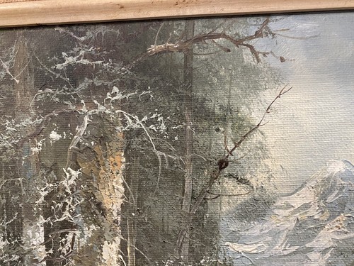 F. MADERA ORIGINAL ÓLEO SOBRE LIENZO NIEVE MONTAÑA PAISAJE PINTURA - Imagen 8 de 24