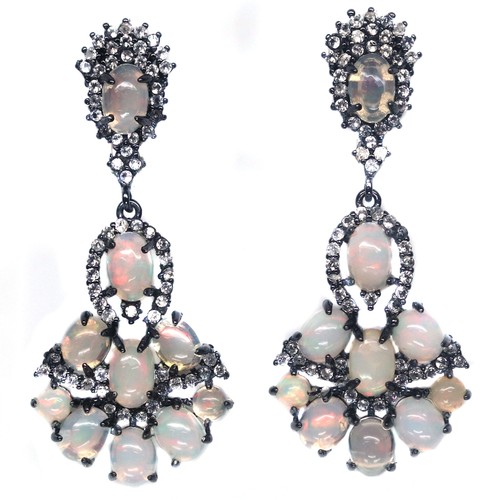 Pear-Cut Peridot & Topaze Blanche 925 Argent Pendant Boucles D'Oreilles