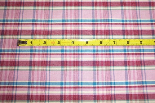 NEW Pink/Teal/Yellow Plaid polyester cotton fabric cloth material, craft quilts - Picture 4 of 7