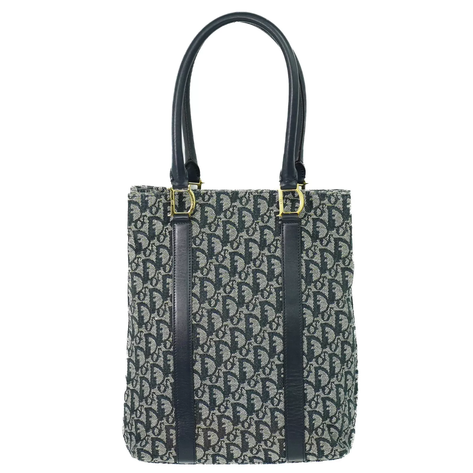 Sac fourre tout bandoulière Christian Dior Trotter toile bleu marine doré