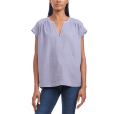 Splendid Linen Blouse Large Ladies  Top Shirt Purple NWT V-Neck Loose Fit Soft