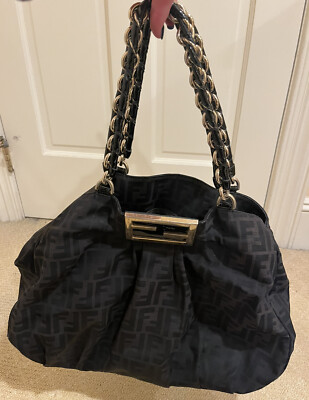 Authentic FENDI Mia Zucca Canvas Large Black Tote | eBay