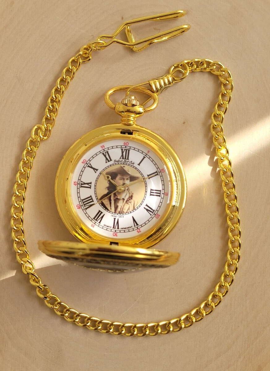 MDream Orologio Da Tasca Wild Bill Hickok - Quadrante Nero, Numeri Romani, Catena Inclusa