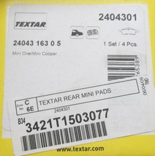 Textar 34 21 1 503 077 - Rear Disc Brake Pad ...