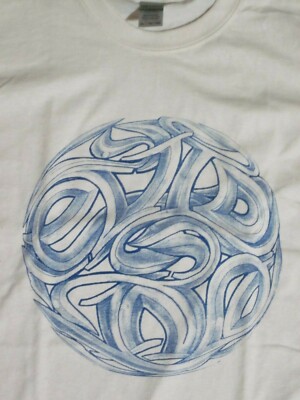 '' EVIDENT '' Graphic T shirt letter ball sphere globe Tee XL direct from artist 