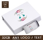 Personalised USB Leather + Gift Box 32GB Custom Memory Stick Strap Wedding Day 1