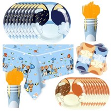 81Pcs Birthday Party Tableware Set Blue Party Decoration Blue Birthday Party ...