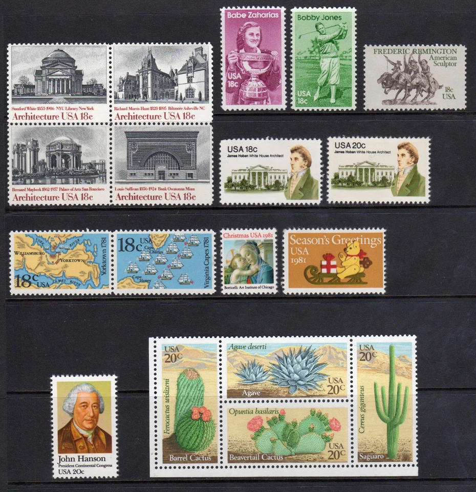 US 1981 Commemorative Year Set of 42, 1874-1945 w/ Blocks & Singles - MNH - Image 2 of 2