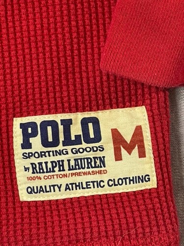 Vintage Polo Ralph Lauren Thermal Henley Waffle Long Sleeve Shirt Size M - Picture 2 of 8