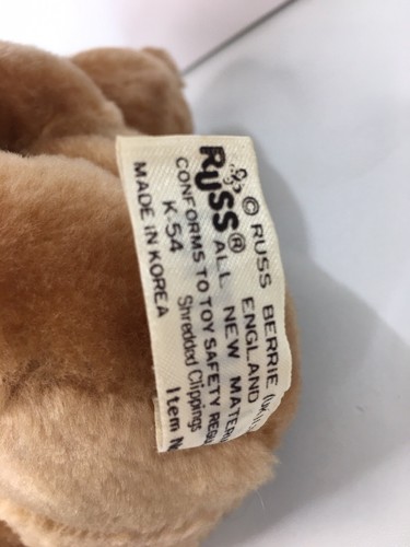 Vintage Russ Berrie Norina sitzender Teddybär kein Outfit 6" - Bild 6 von 7