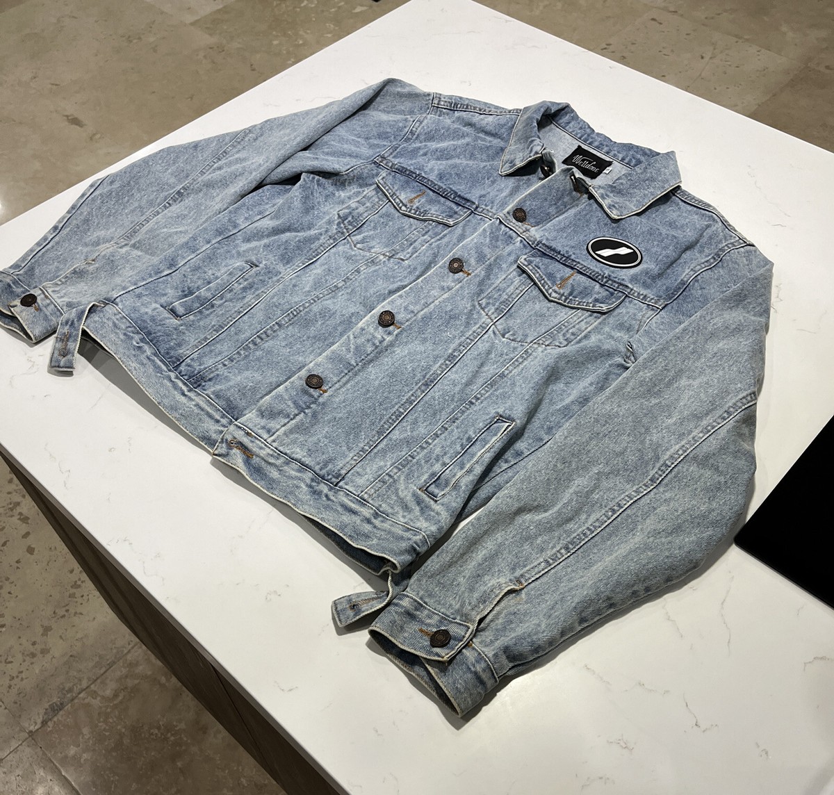 We11done button-up blue denim jacket Size S | eBay