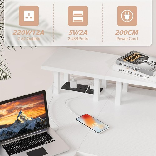 Scrivania a Forma di L con Luci Led e Presa di Alimentazione 118CM Scrivania Gaming Angolare f - Foto 8 di 14