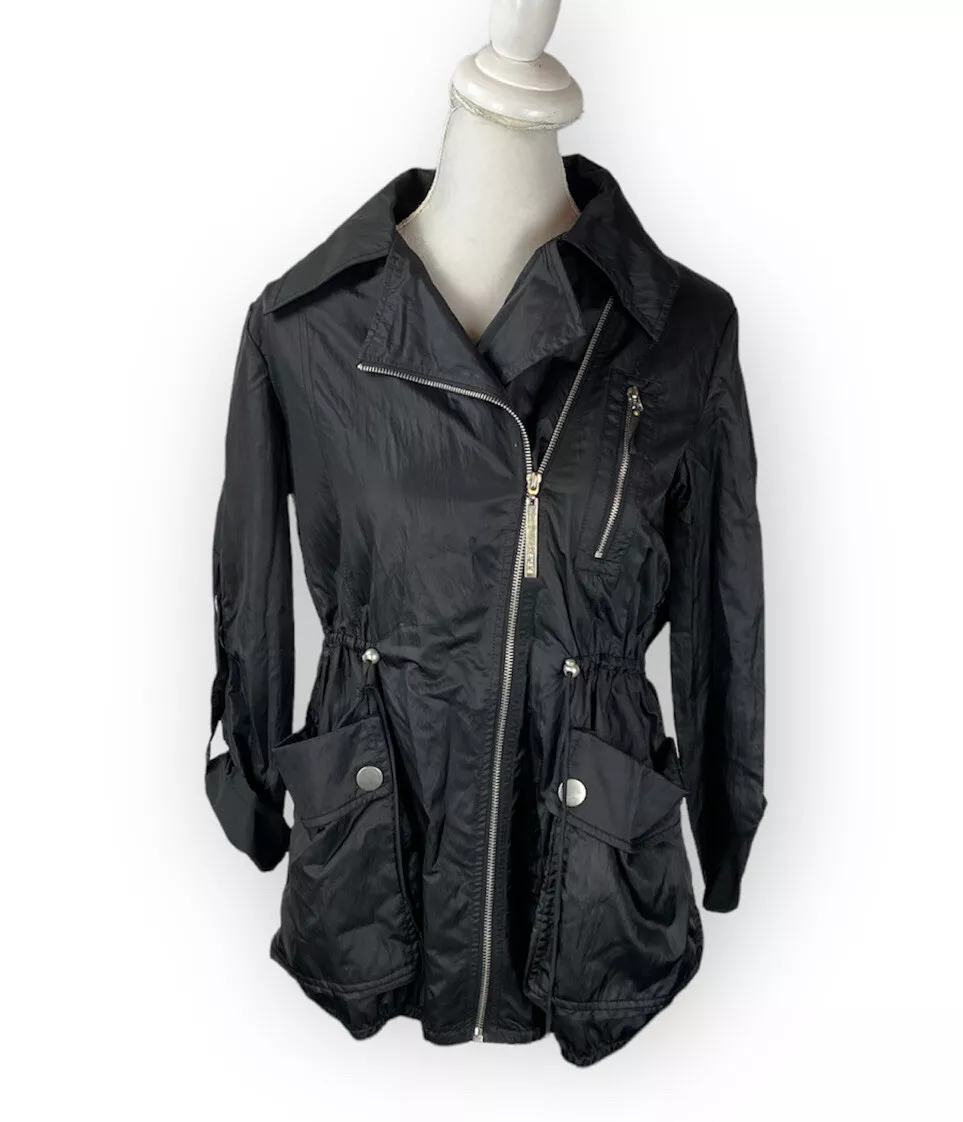 Kensie Black Jacket Size M Windbreaker Raincoat Zip Up | eBay