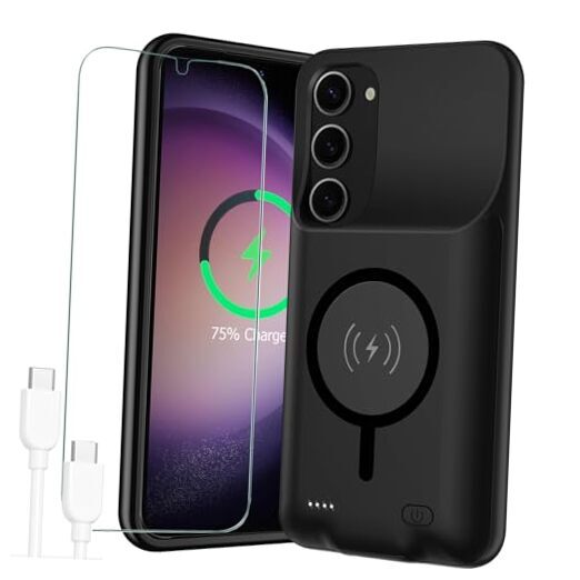 Battery Case for Galaxy S23, 2024 Newest 10000mAh Portable Protective Qi