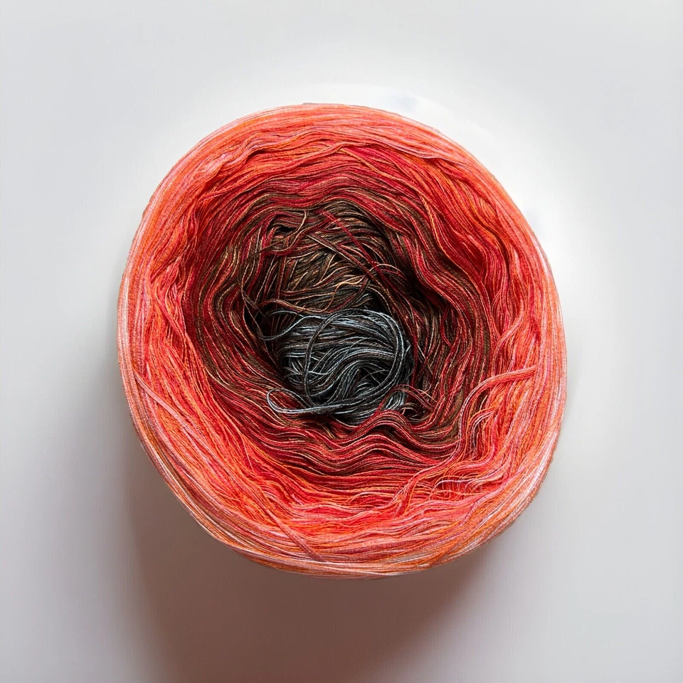 1 Lb Lyocell Tencel Cotton Sultan Ombre Cake Yarn Sunset Orange Red Grey Brown - Image 3 of 4