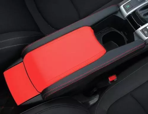 Central Console For Honda Civic 2016-2021 Red&Black Leather Cover Armrest Box - Picture 7 of 7