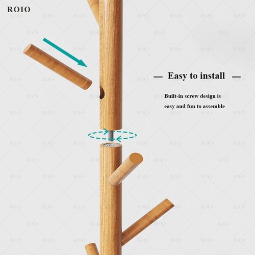 Solid Wood Floor Hanger Coat Rack Bedroom Living Room Drying Rack Balcony Strong - Picture 9 of 14