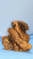 Natural Live Edge Burl Wood Curly Knot Wooden Craft Sculpture Base Polished Art