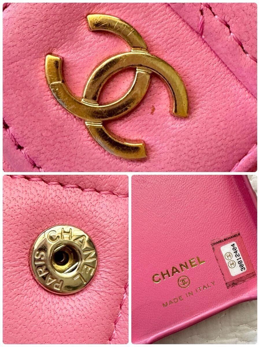 CHANEL - せろり　CHANEL iPhone 12pro 美品♪ Chanel Pink iPhone 12 Pro case 100% Auth chain shoulder