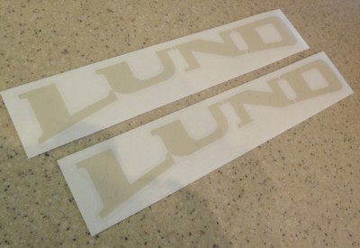 Lund Vintage Fishing Boat Decal Die-Cut 12'' Tan FREE SHIP + FREE Fish Decal!