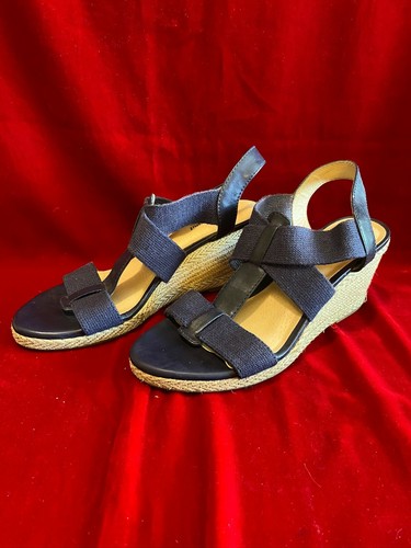 Lucky Brand blaue Keilabsatz-Sandalen elastischer Riemen Seil Sohle misst 10 Zoll keine Größenmarke - Bild 2 von 6