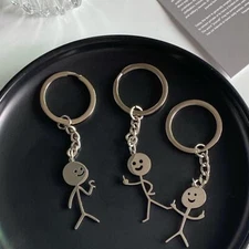Funny Matchstick Men Keychain Middle Finger Heart to Heart Car Bag Pendant Key R