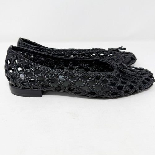 Jeffrey Campbell Black Leather My Weave Woven Flats Size 7 Slip On Balletcore - Picture 4 of 8