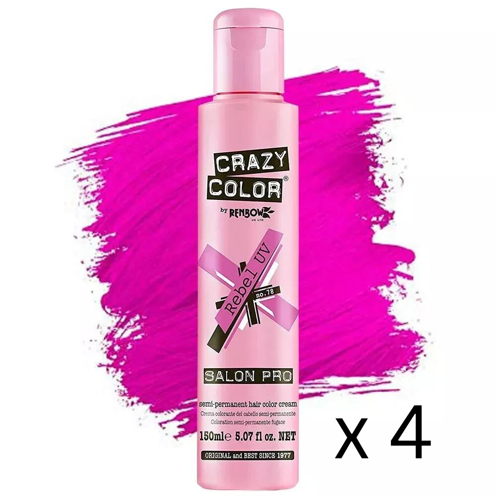 Crazy Color Salon Pro 78 Rebel UV 150 мл / 5,07 унции - Упаковка из 4