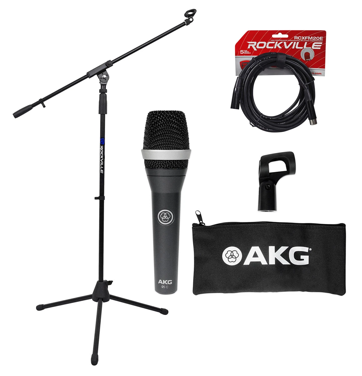 AKG D5 C Professional Dynamic Cardioid Microphone D5C+Mic Stand w