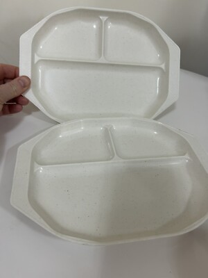 Vintage Nordic Ware TV Teller X2 Wohnwagen Melamin Portionskontrolle