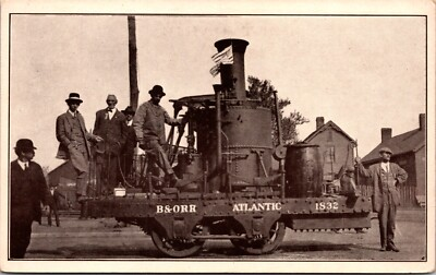 #ad Vintage Postcard Men on Baltimore amp; Ohio Railroad3 Engine “Atlantic” built 1836 $15.00